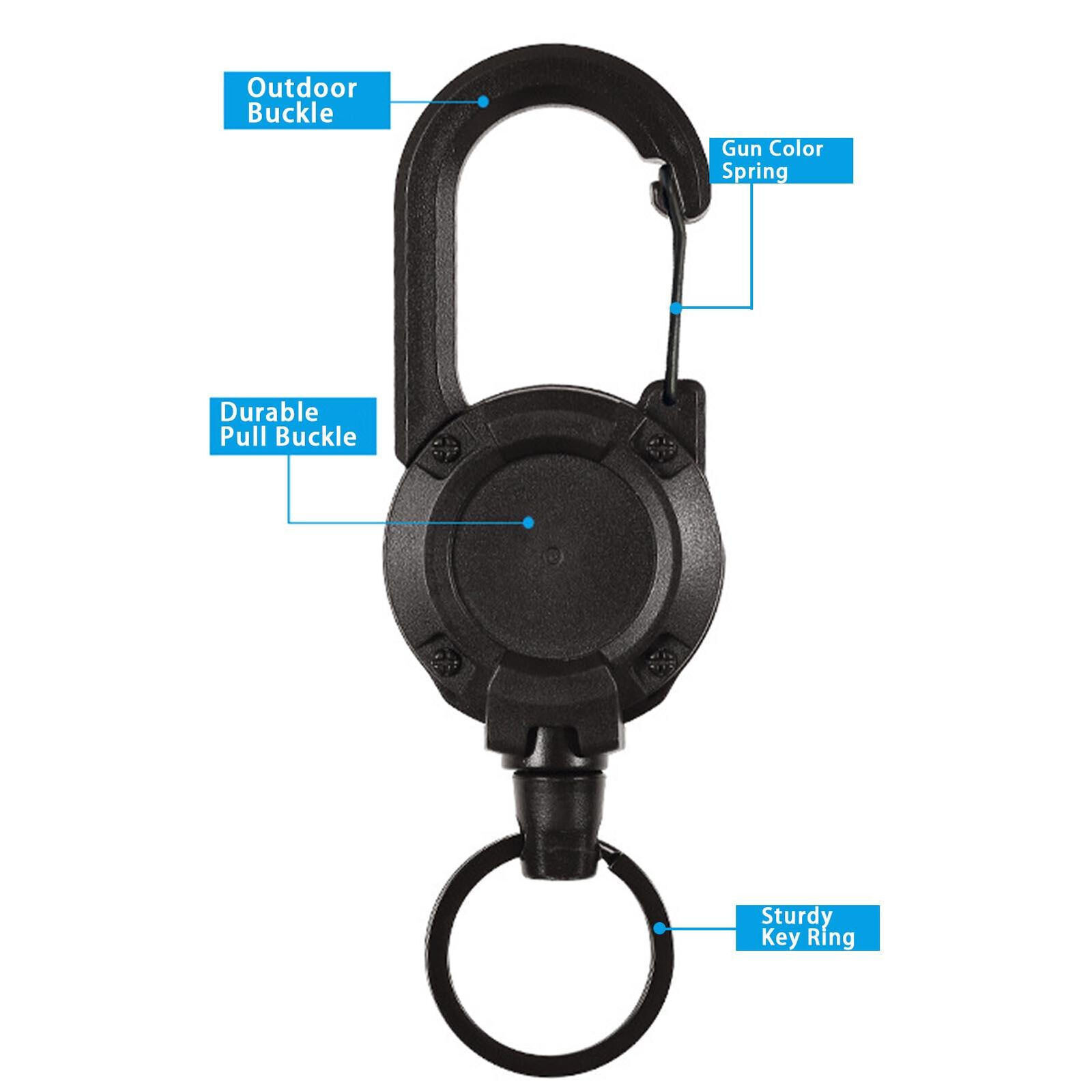 4× Retractable Key Chain Heavy Duty Wire Rope Buckle Multi-Function Key Chain