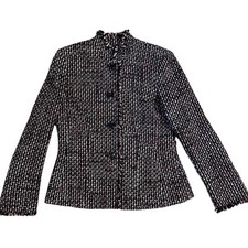 Daniele O by Tahari Levine Black Pink Wool Tweed Fully Lined Blazer Size 10