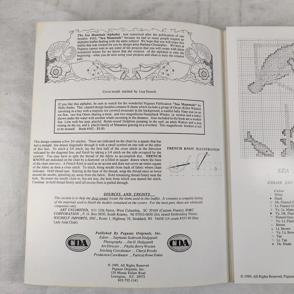 1989 Vtg Sea Mammals Alphabet Needlepoint Cross Stitch Pattern Ocean Beach Cute - Image 4 of 4