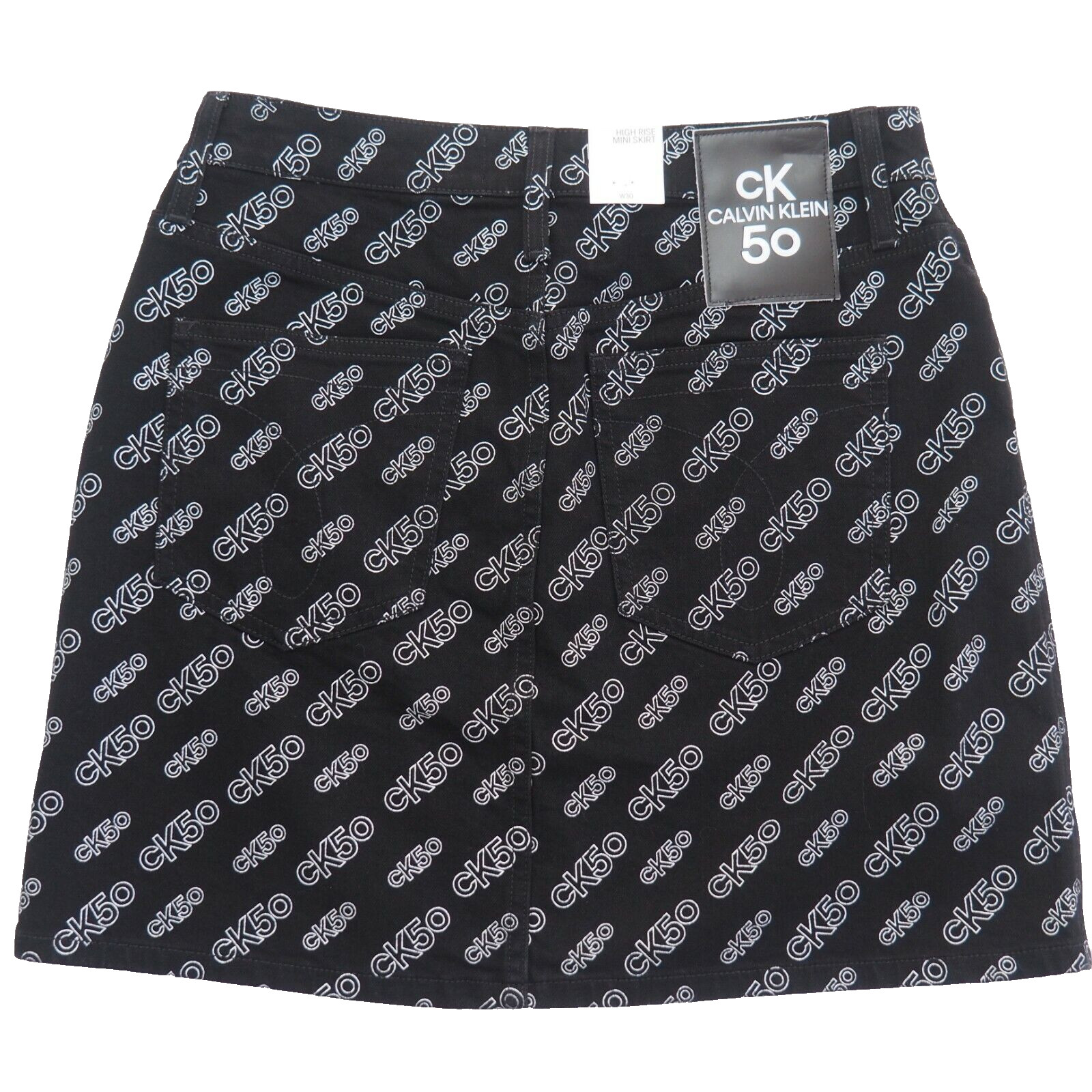 Calvin Klein Logo Mini Skirt Size W30 / M High Rise Black White rrp $199 NWT image 4