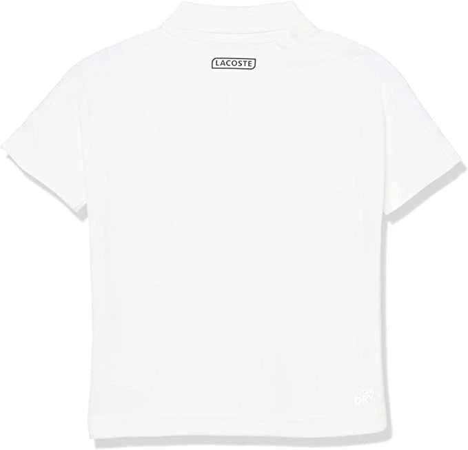 Lacoste BOYS Petit Pique Polo Shirt WHITE -001/NAVY BLUE 100% POLY WITH EMB X - Image 2 of 2