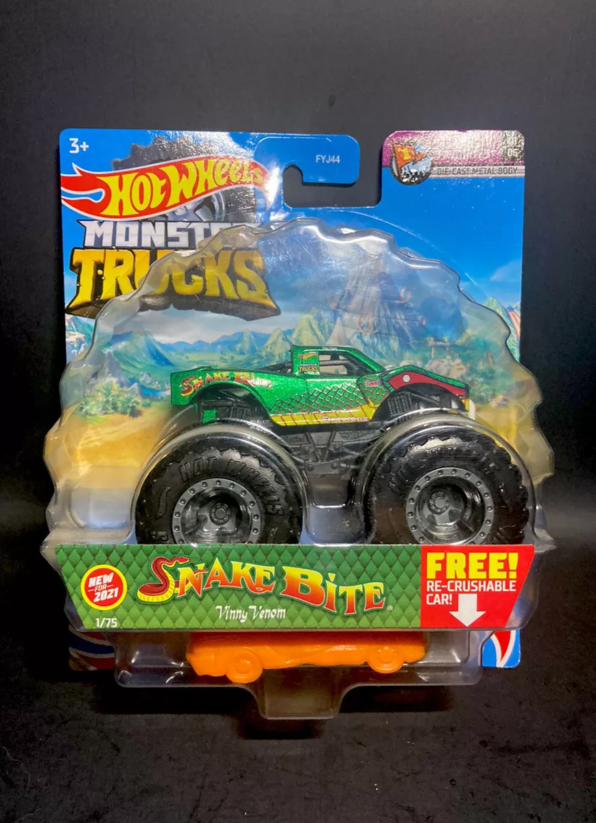 Hot Wheels Monster Trucks 1:64 Scale Vehicle - Snake Bite Vinny Venom