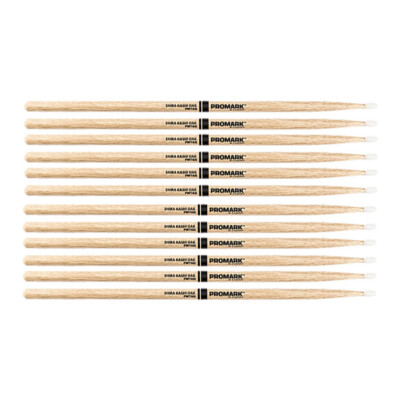 6 PACK Promark PW7AN Japanese Shira Kashi White Oak 7A Nylon tip drumsticks PW7A