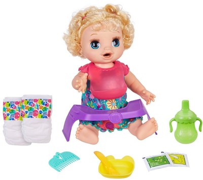 Baby Alive Happy Hungry Baby Doll Blonde Curly Hair Kid Toy Gift