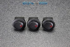 3 PCS ROUND ON OFF ROCKER SWITCH MINI TOGGLE RED LED 3/4 MOUNT HOLE EC-1103ARD