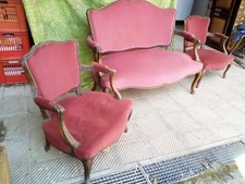 salotto rocaille primi 900 in noce. da rifoderare, divano e due poltroncine 