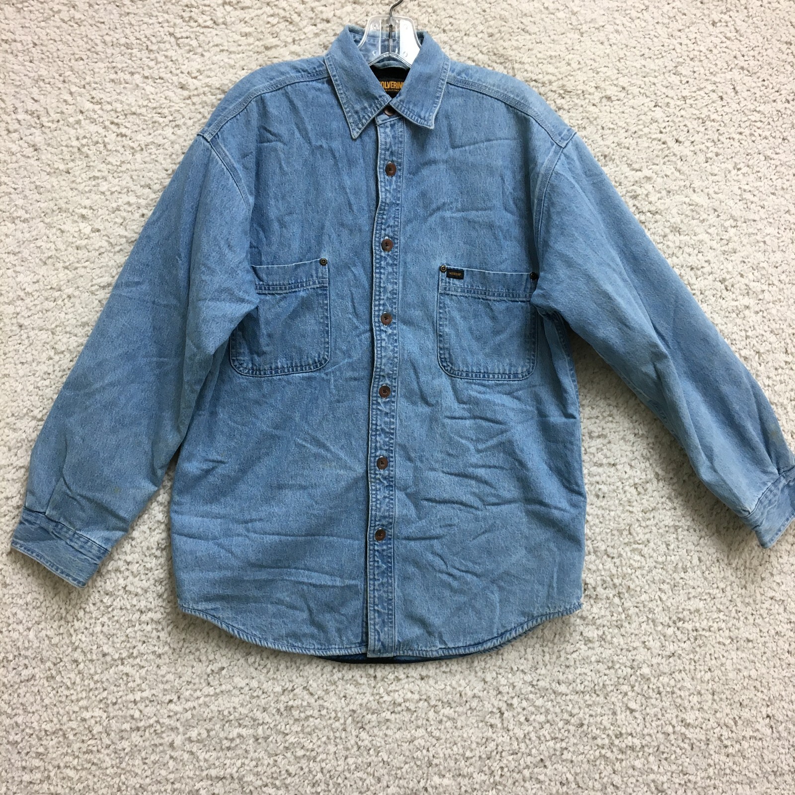 Wolverine Jacket Small Adult Blue Shacket Lined Flannel Plaid Long Sleeve Mens S