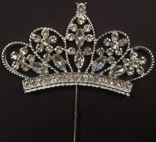 GIRLS SILVER PRINCESS TIARA CROWN BIRTHDAY CAKE TOPPER DECORATION FAIRY SMALL UK