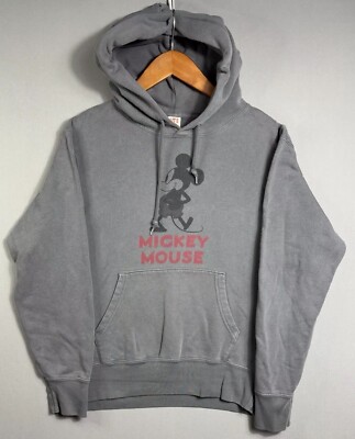Uniqlo Disney Mickey Mouse Logo Hoodie Grey Sz M Cotton Unisex