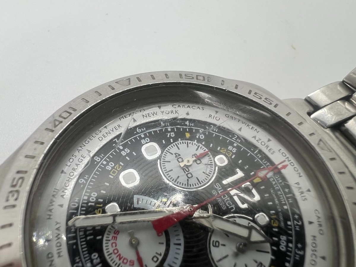 Old Swatch11本、電池4個、スウォッチ聖書 Swatch Watch GV115 PURPLE SUNSET 2001 Fall Winter Great Condition