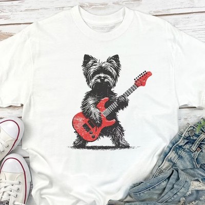 Yorkie Rock T-Shirt: Vintage Guitar Yorkshire Terrier Tee, Funny Music Lover