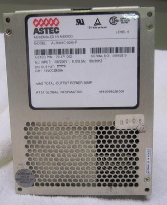ASTEC  ALS301-C 3000P  300 WATT POWER SUPPLY 115/230 VAC 6.5/3.5AMP 12VDC/25AMP
