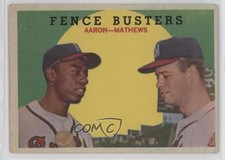 1959 Topps Fence Busters Hank Aaron Eddie Mathews (White Back) #212 HOF 2u3