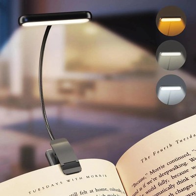 Rechargeable Book Light LED Clip-on Reading Light 3 Color Temperature USB Lamp