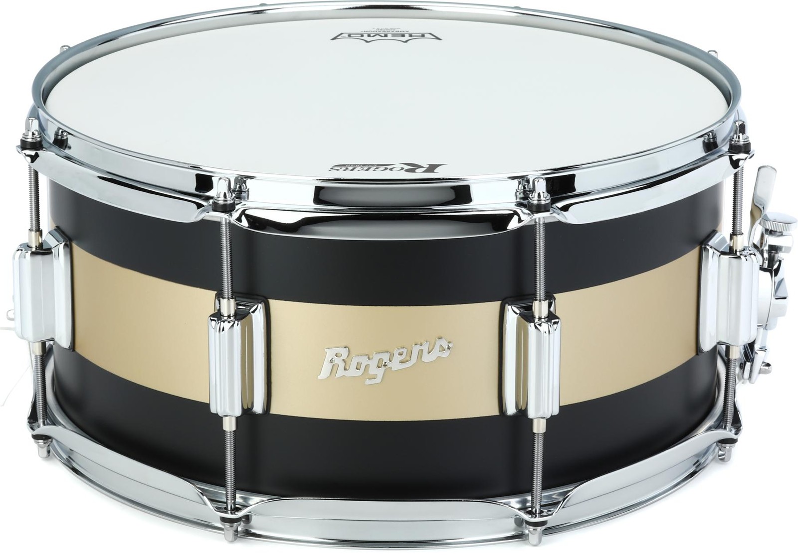 Малый барабан Rogers Drums Tower Series - 6,5 x 14 дюймов - Черный сатинированный/Золотой Duco