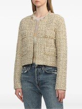 NWT IRO Paris Corali Tweed Jacket Wool Blend Beige Gold Sz 42