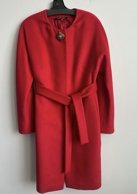 EURYDIKE DAS MODELLHAUS Elegant Red Wool Women's Coat Euro 46 Medium Size