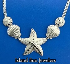 Starfish Sealife Necklace, Sterling Silver