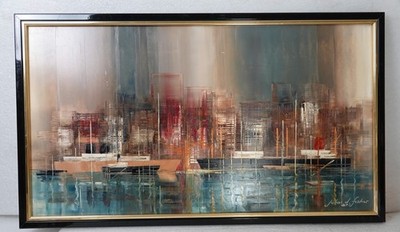 Julian D Fisher South African Artist Oil Painting Modern Art City Scape