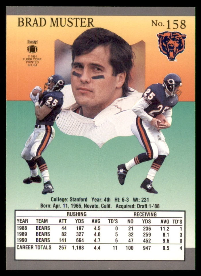 1991 Fleer Ultra - Brad Muster #158 - Image 2 of 2