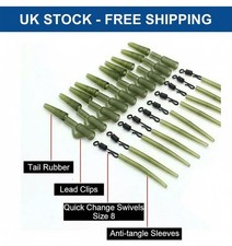 40PCS LEAD CLIPS CLIP QUICK CHANGE SWIVEL ANTI TANGLE SLEEVE FISHING TACKLE CARP