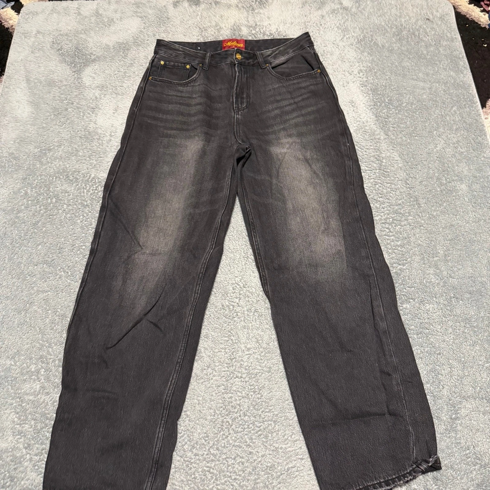 Mutimer Jeans Mens 34 x31.5 Black Dark Wash Baggy Wide-Leg Relaxed Fit - product detail image 1