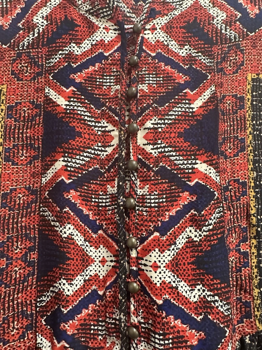 Konrad & Joseph Anthropologie XS Blouse Top Boho Aztec Festival View 6