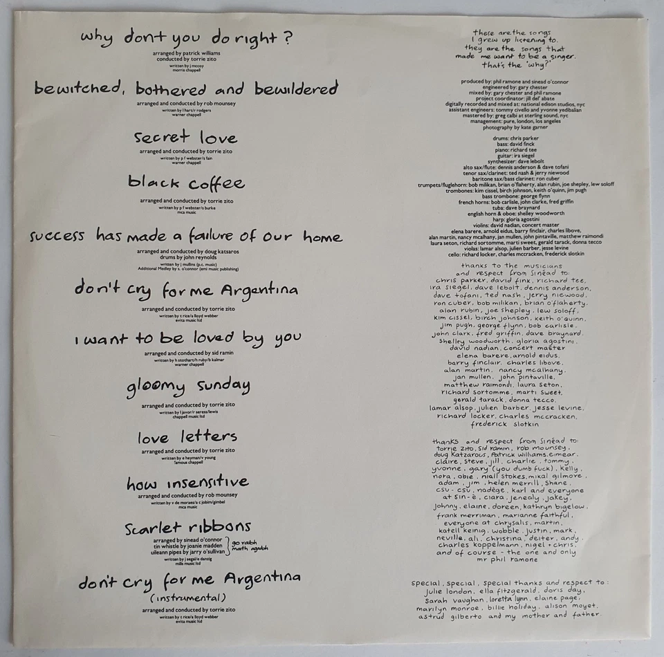 Sinéad O'Connor – Am I Not Your Girl? (LP, 1992) OIS, Original, sehr gut (VG++) - Bild 4 von 4