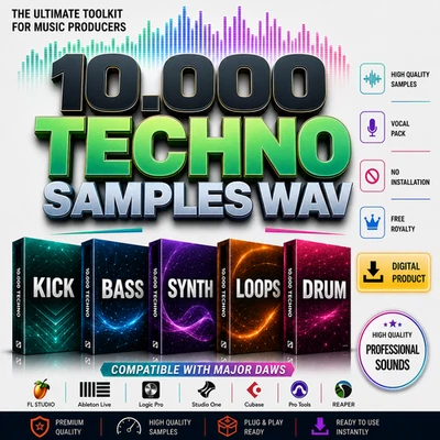 TECHNO BUNDLE SAMPLE PACK – 25 PACK – WAV – KICKS, LOOPS, FX, MELODIC, 16 GIGA - Bild 1 von 4
