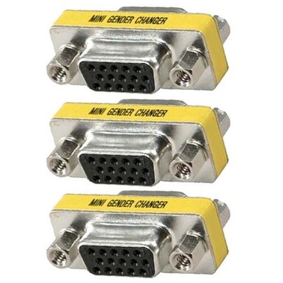 3x DB15 HD VGA/SVGA Female to Female 15pin D-SUB Gender Changer Coupler DB15HD 