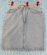 Gitano Denim Skirt Womens Size 13/14 Light Wash Faded Cotton Premium Heavyweight