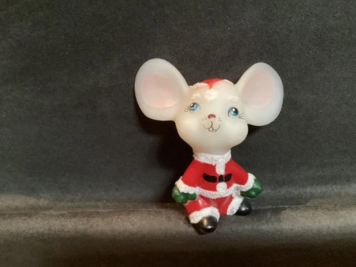 Fenton Christmas Santa  Mouse 3” Figurine M. j. Kunz Used NB