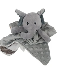 Boritar Gray Elephant Plush Lovey Minky Dot Animal Print Baby Security Blanket
