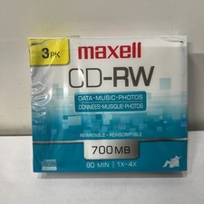 Maxell CD-RW Discs, 700MB/80min, 1x-4x, 3/Pack Rewritable Data Music Photos