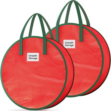 Wreath Storage Container, 2 Pack Christmas Wreath Storage Bag with Sturdy Handle