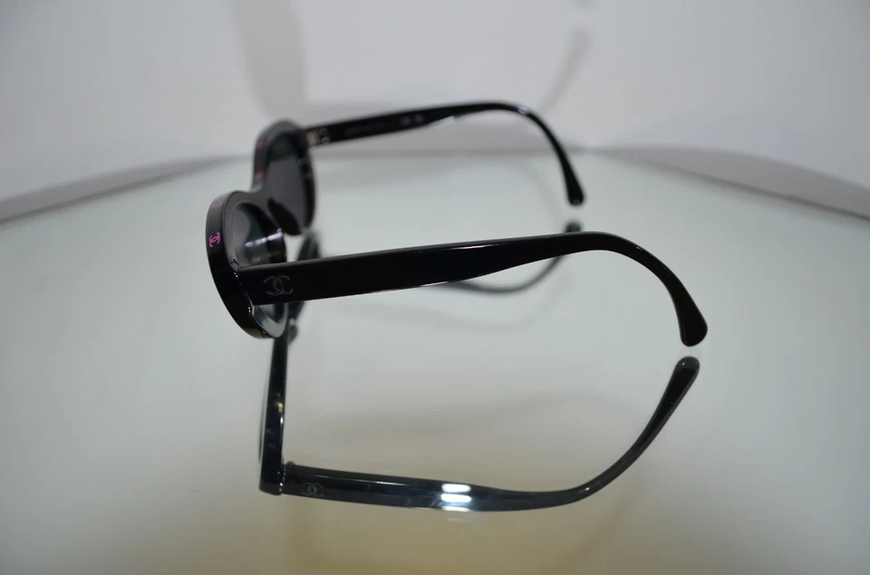 RARE Chanel Oval Sunglasses Black/Pink Logo Cateye 5416 C.1711/S4 57-17-140 - Image 3 of 4