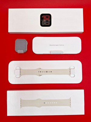 Apple Watch SE Series 3 44mm Starlight Aluminum Starlight Sport Band Large