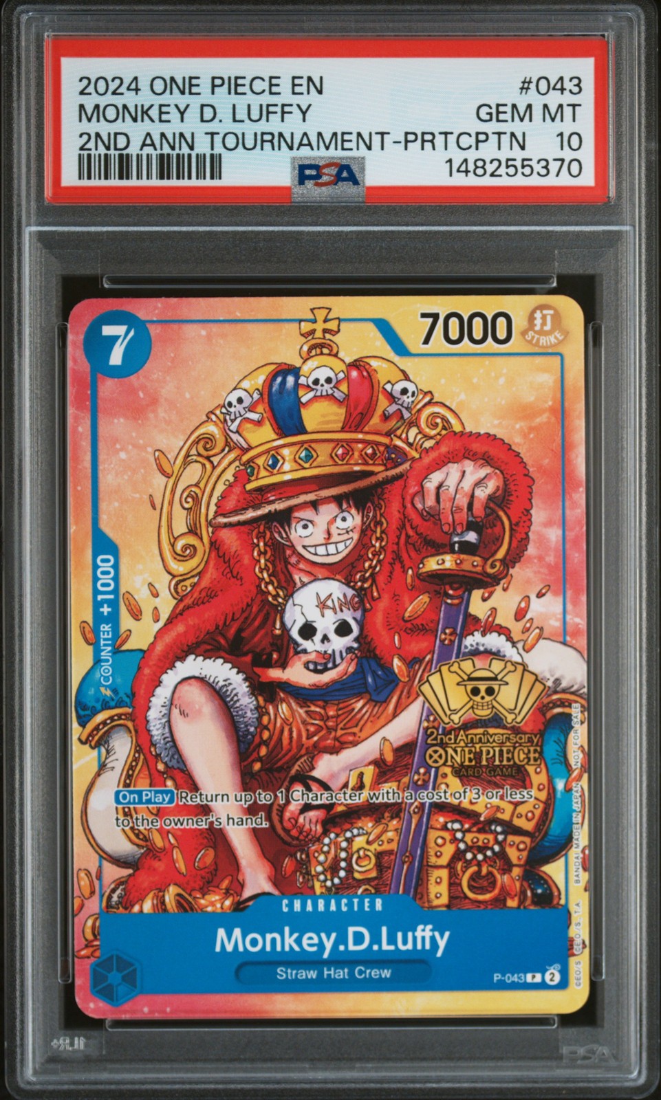 2024 ONE PIECE PROMOS #043 MONKEY D. LUFFY PSA 10