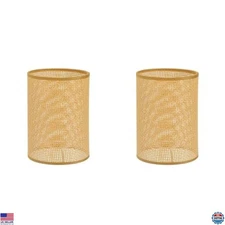 2Pcs Rattan Drum Lampshade Replacement E27/E14 Natural Woven Light Cover 4.2cm