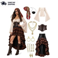 Authentic Renaissance Pirate Costume for Women - 14 Pieces with Accessories