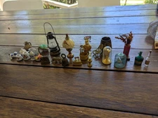 Vintage Miniature Dollhouse Accessories Brass Wooden Pottery Mixed