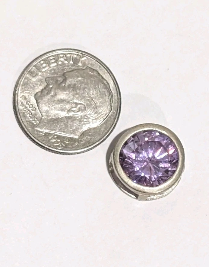 Colgante de plata de ley de 5 quilates púrpura circonita cúbica circonita cúbica circonita cúbica 12 mm con dije deslizable Foto 3 de 4