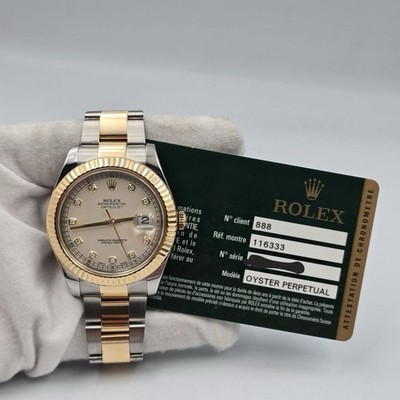 2014 PAPERS Rolex Datejust II Ivory Diamond Dial Oyster 41mm 116333 Watch