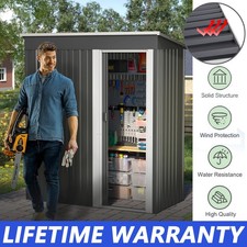 5 x 3ft Garden Storage Shed Sliding Door Sloped Roof Outdoor Storage Tool , Grey