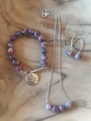 Handmade Set . Halskette+Ohrringe+Armband Mit Anhänger