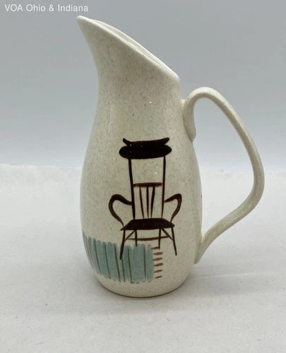 Red Wing USA Provincial Hearthside Hand Painted Ceramic Pitcher Mid Century