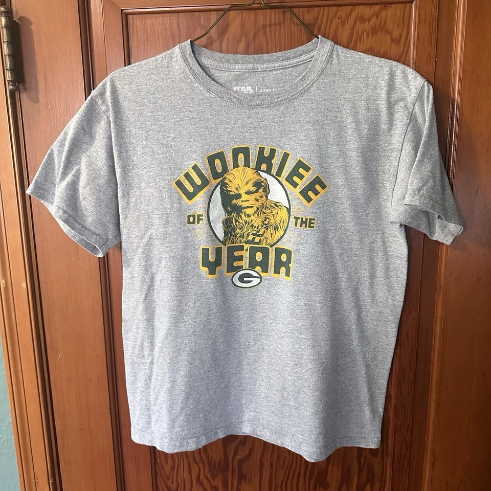 Star Wars Wookiee of the Year Green Bay Packers Junk Food T-Shirt Youth XL Gray - Image 2 of 4