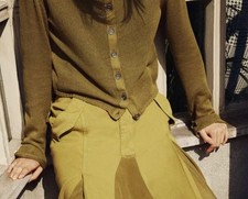 ZARA SRPLS -MILITARY Streetwear SPUN COTTON KNIT CARDIGAN GREEN/KHAKI