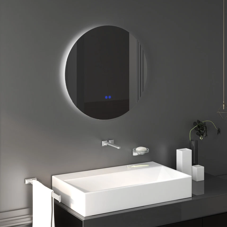 kleankin Specchio Bagno con Luci LED, Controllo Touch e Antiappannamento Ø60 cm - Immagine 3 di 4