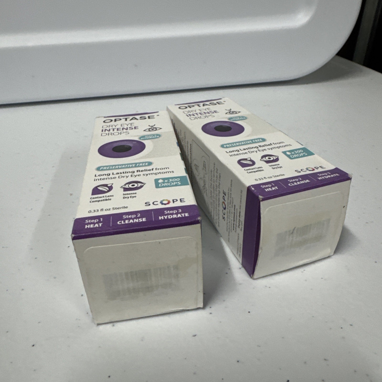 LOT OF TWO - OPTASE Dry Eye Intense Drops Step 3 Hydrate .33 Fl Oz  Exp 03/2026